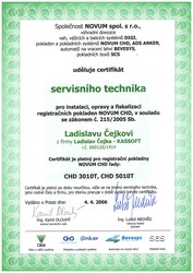 NOVUM – servisní osvědčení