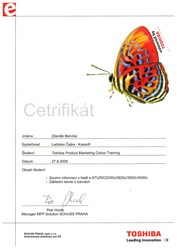 Certifikát Toshiba – kopírovací stroje